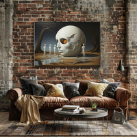 Surreal Skull Scene in Abstract Artistic Poster