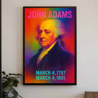 John Adams 2nd President of the United States Neon Gradient Overlay Poster