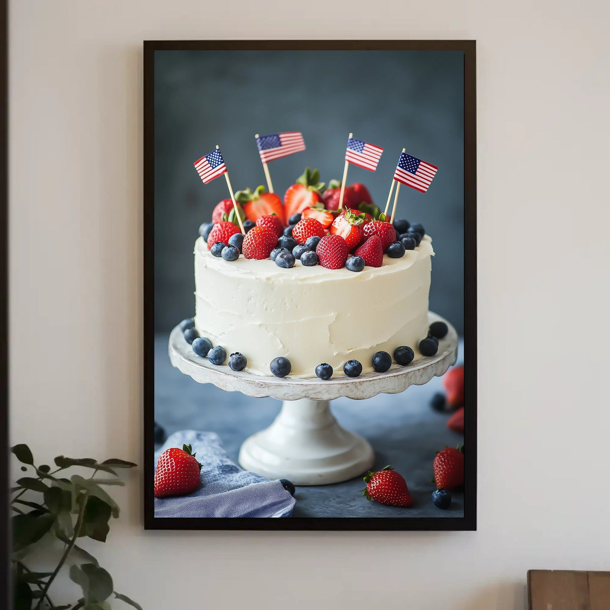 patriotic cake with white icing Poster