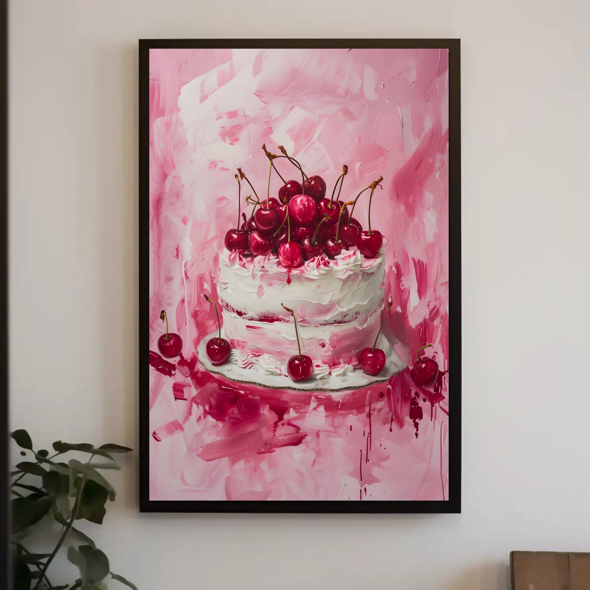 Cherry Celebration: Artistic Dessert Delight Poster PosterGoat