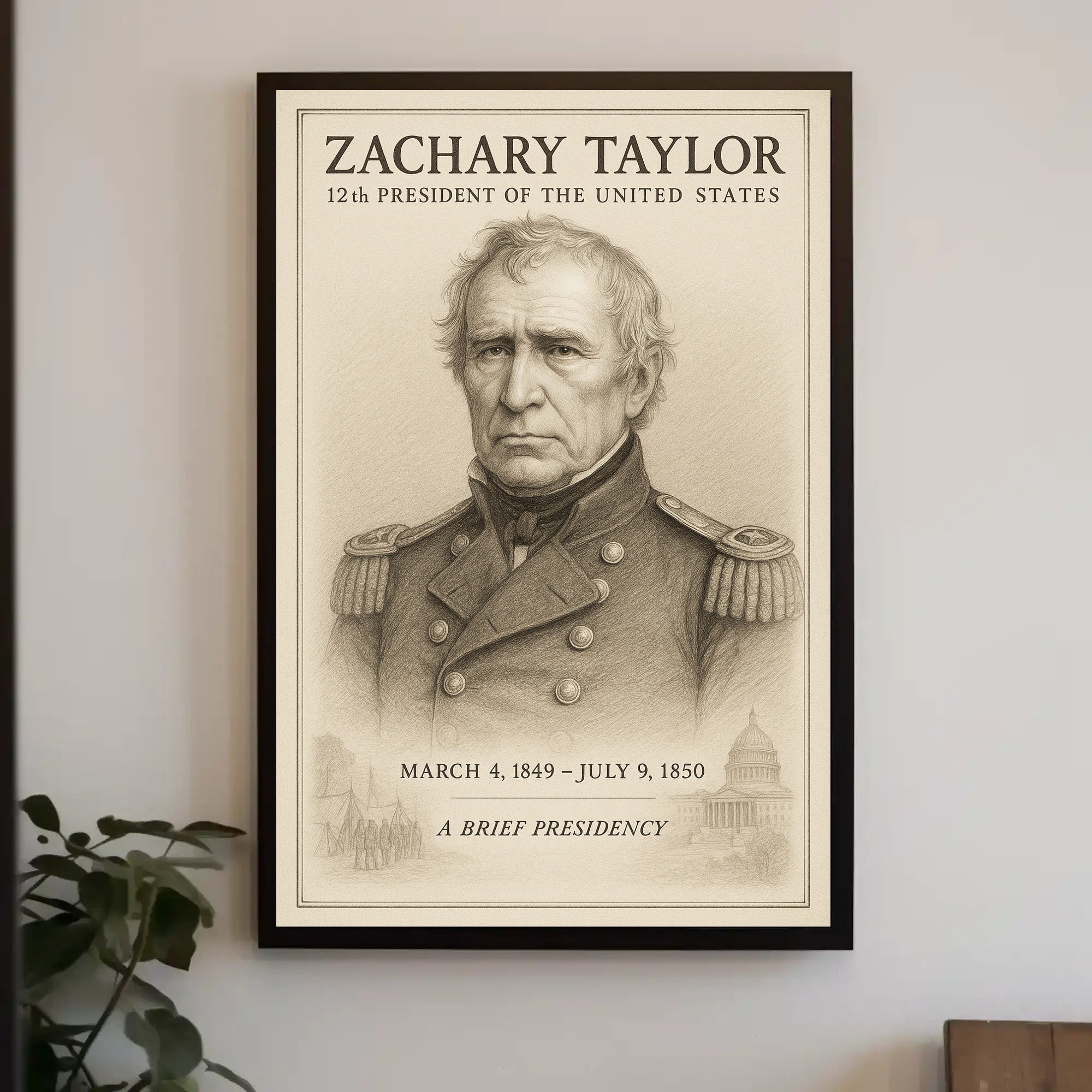 Zachary Taylor 12th President Sketch Poster Art Print for Home Decor PosterGoat