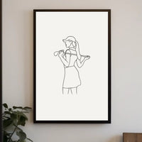 Minimalist Woman Golf Line Drawing Sports Poster