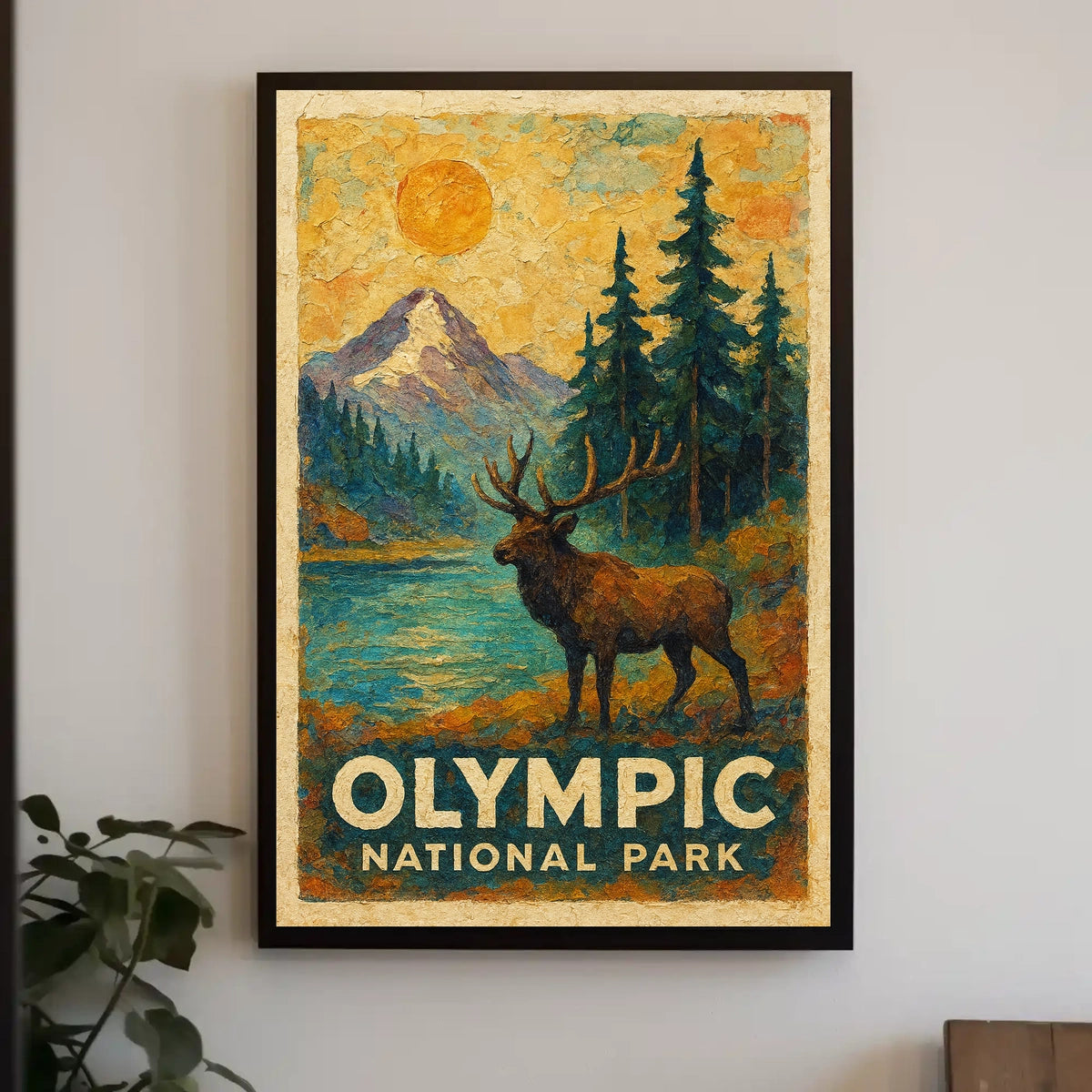 Olympic National Park Scenic Landscape Print Vintage Travel Decor Pacific Northwest Poster