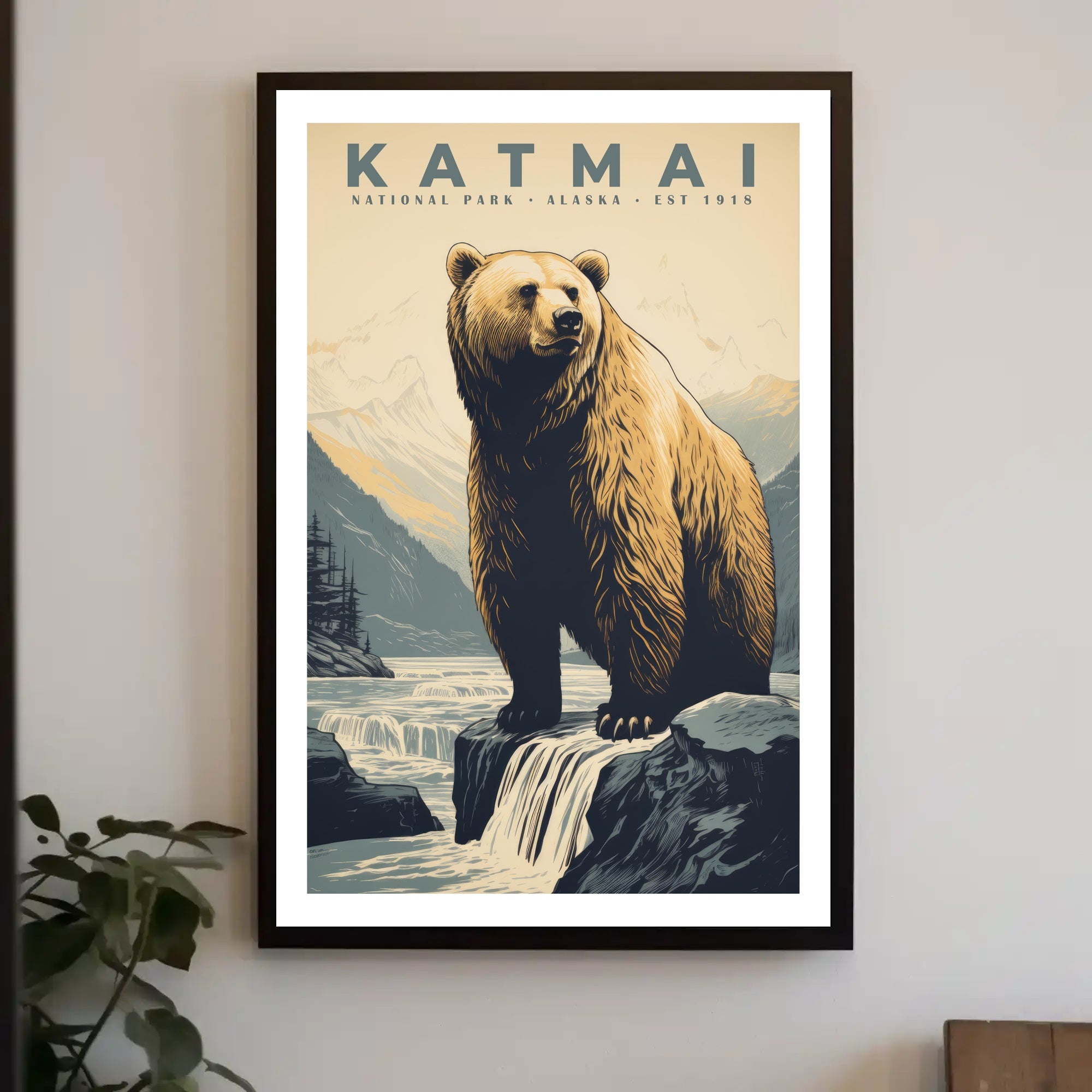 Katmai National Park Alaska Poster Vintage Travel Art