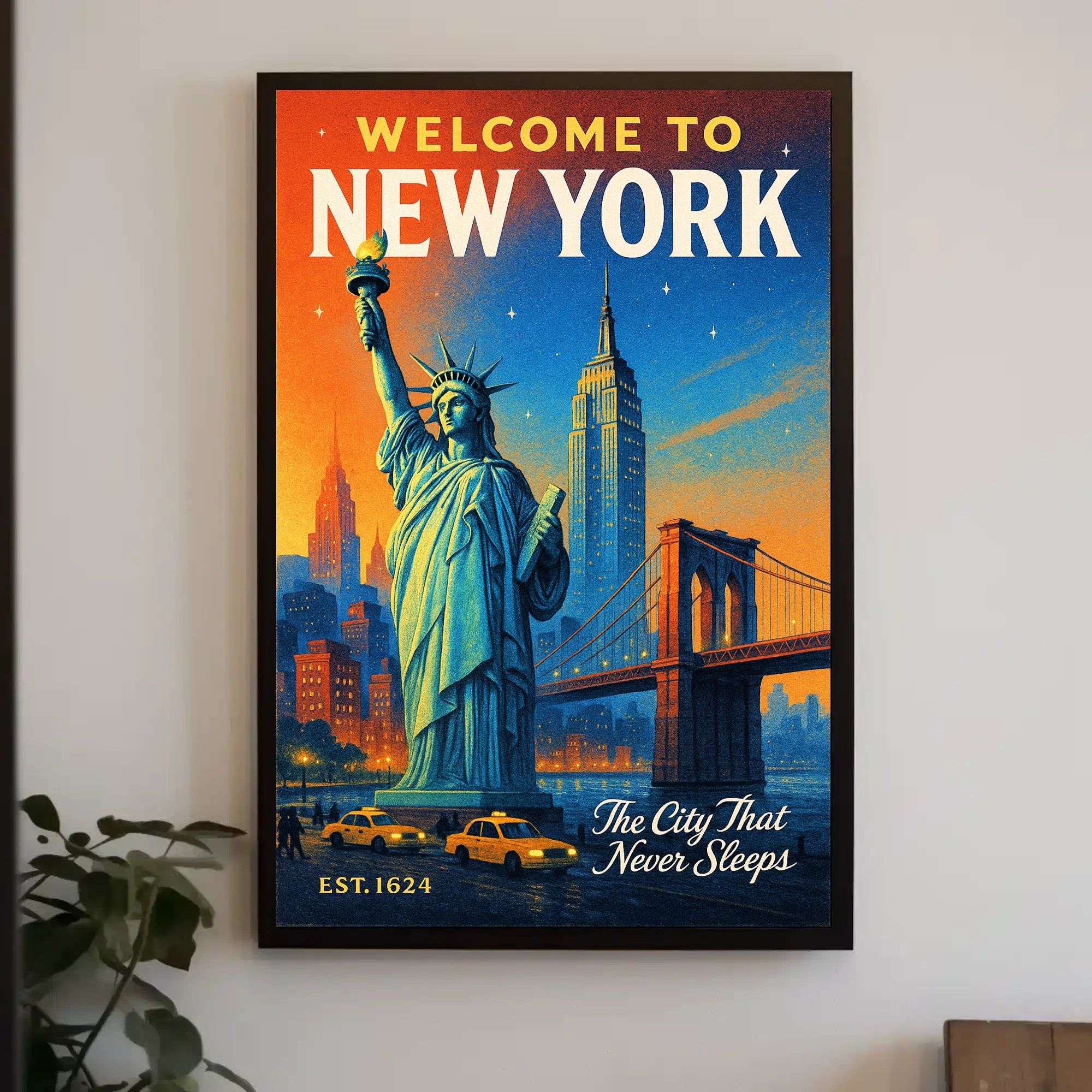 New York City Skyline Vintage Urban or Cityscape Poster