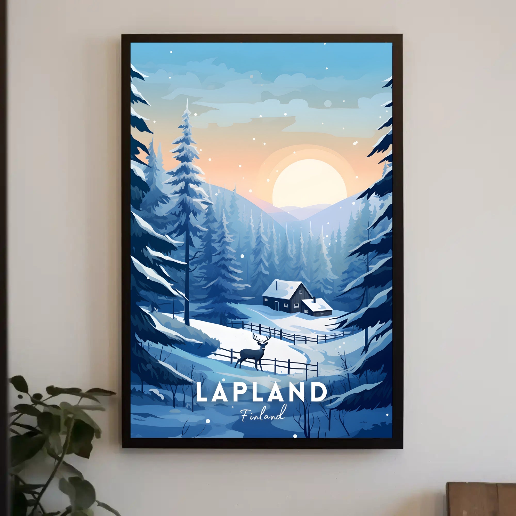 Serene Winter Scene in Lapland Travel Poster