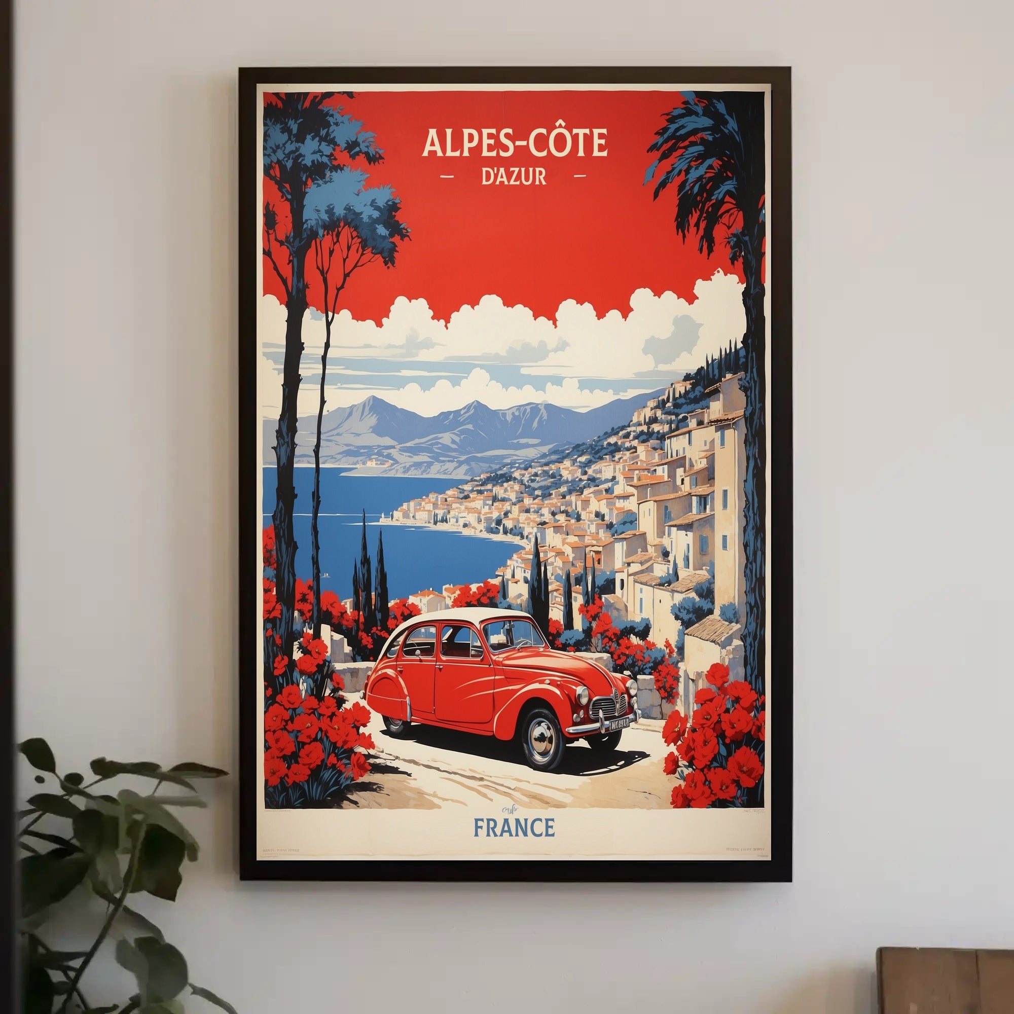 Vibrant Mediterranean Road Trip Vintage Travel Poster