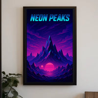 NEON Peaks: Retro-Futuristic Artistry Sci-Fi Poster