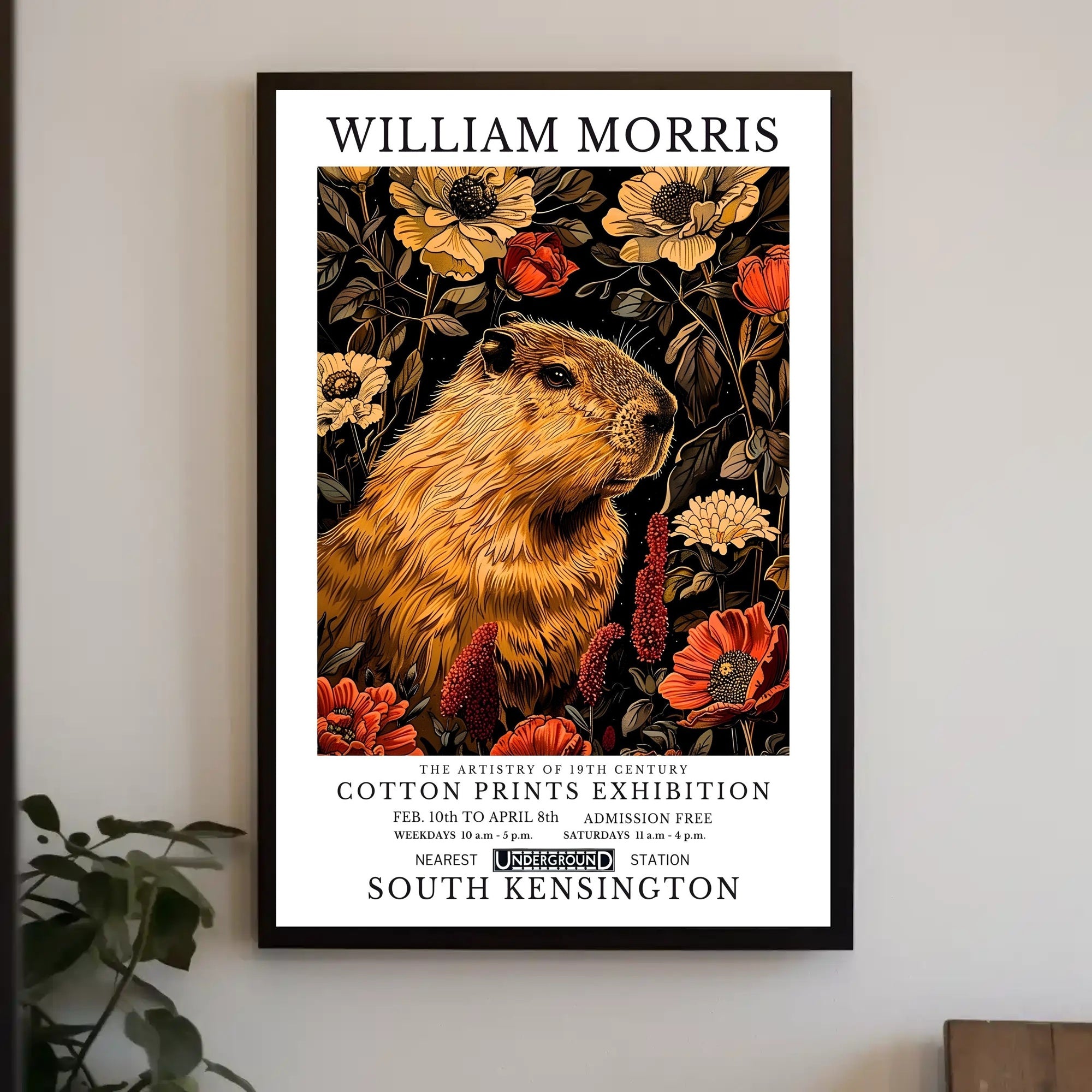 William Morris Exhibition with Capybara Artistic Poster