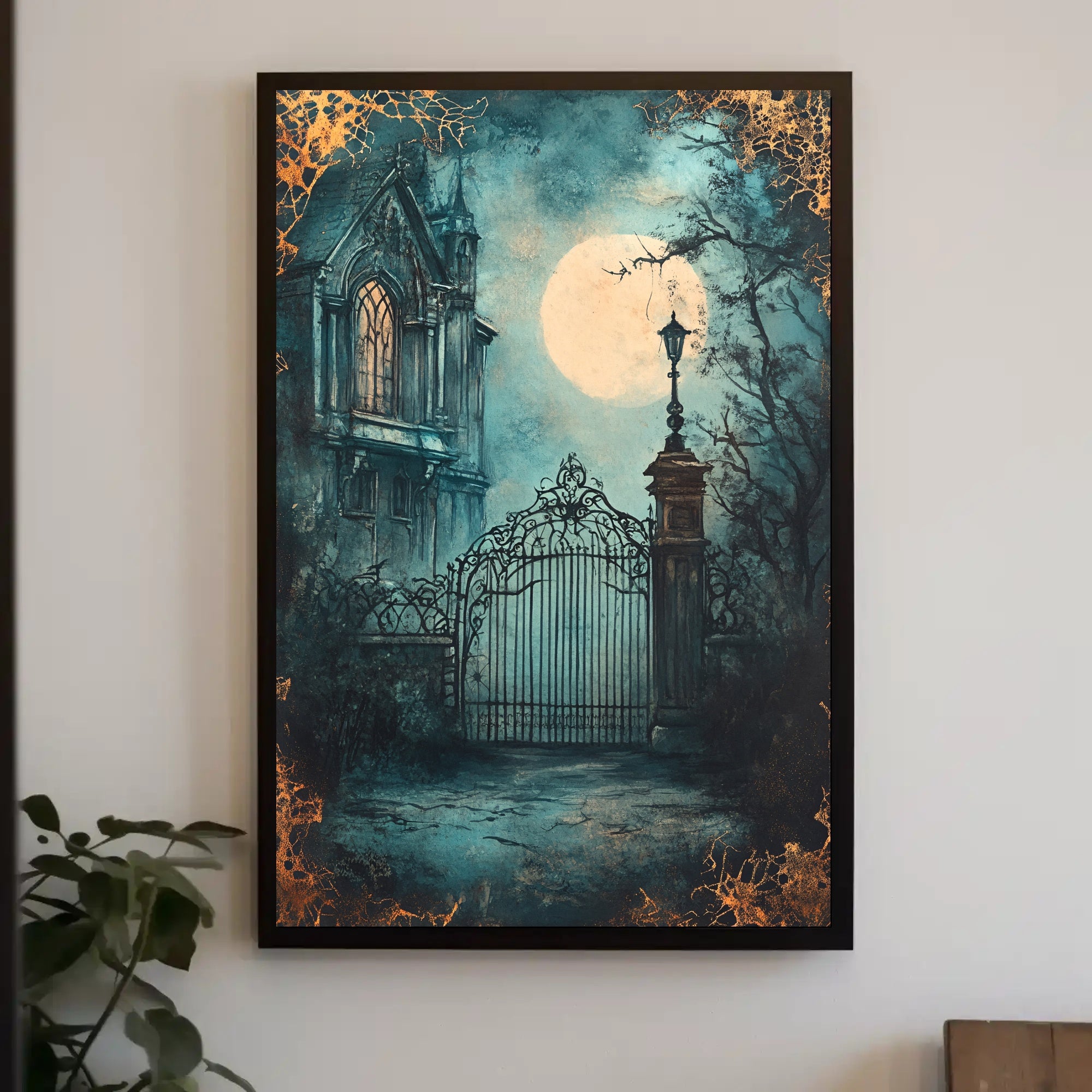 Moonlit Gothic Gate Poster