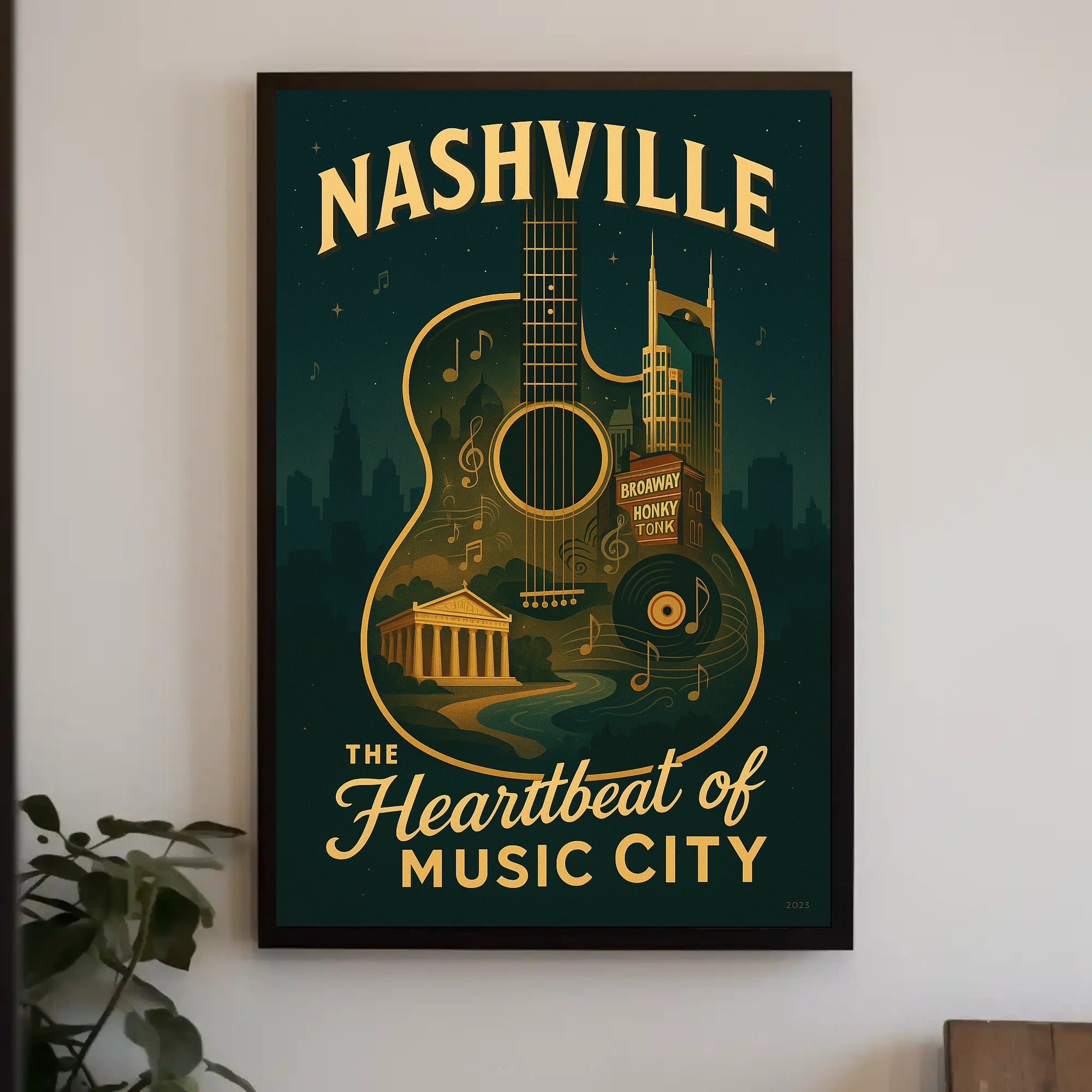 Nashville Poster Vintage Music City Wall Art