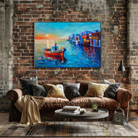 Serene Sunset Harbor Poster