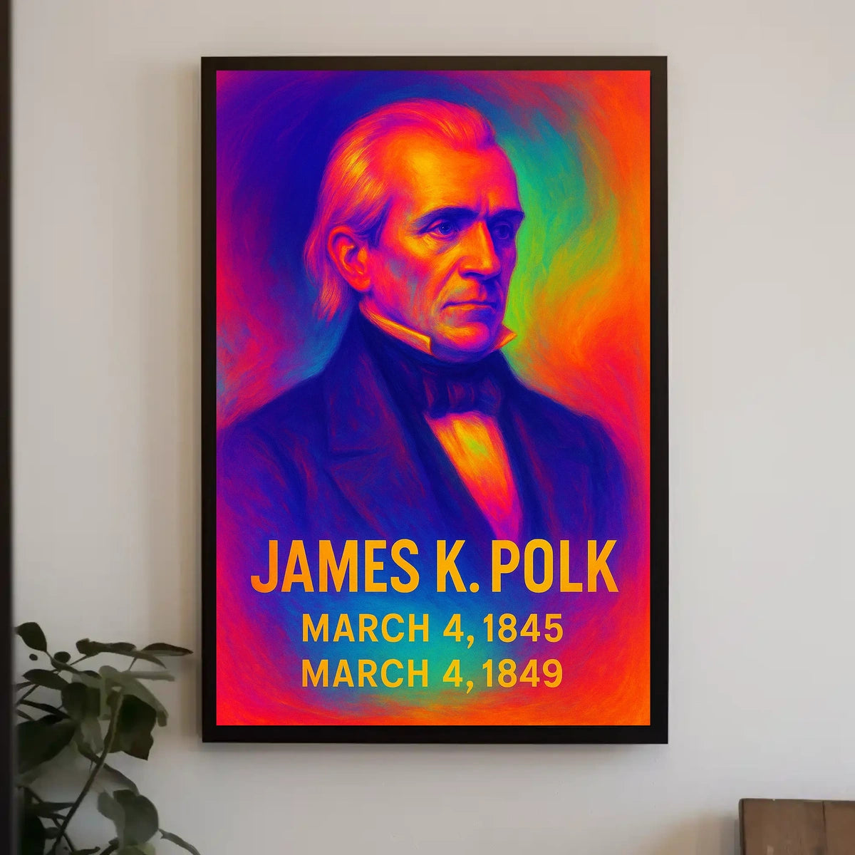 James K. Polk 11th President of the United States Neon Gradient Overlay Poster