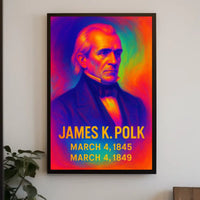 James K. Polk 11th President of the United States Neon Gradient Overlay Poster