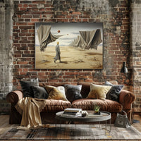 Desert Solitude: Surrealistic Sci-Fi Landscape Art Poster