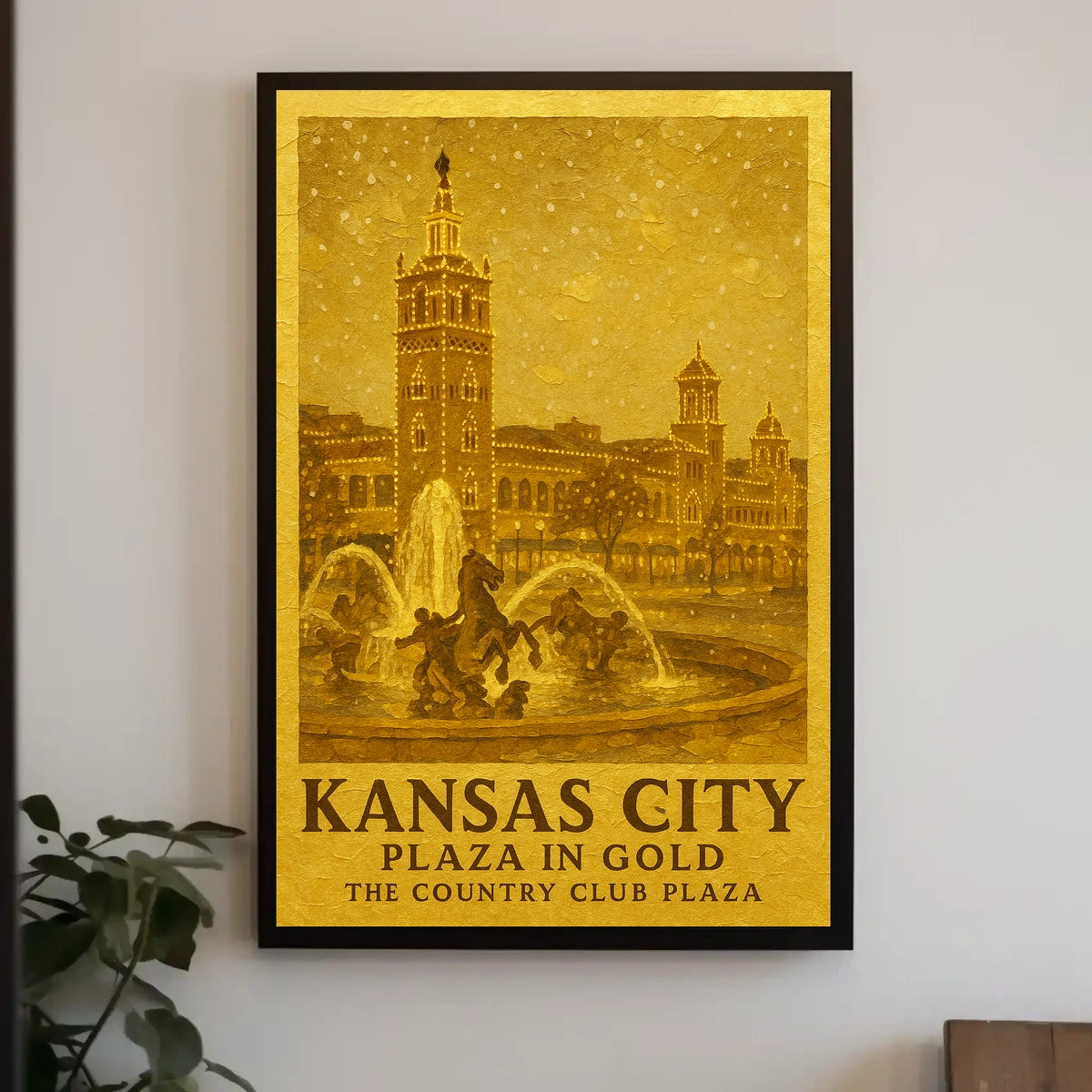 Kansas City Plaza In Gold Poster