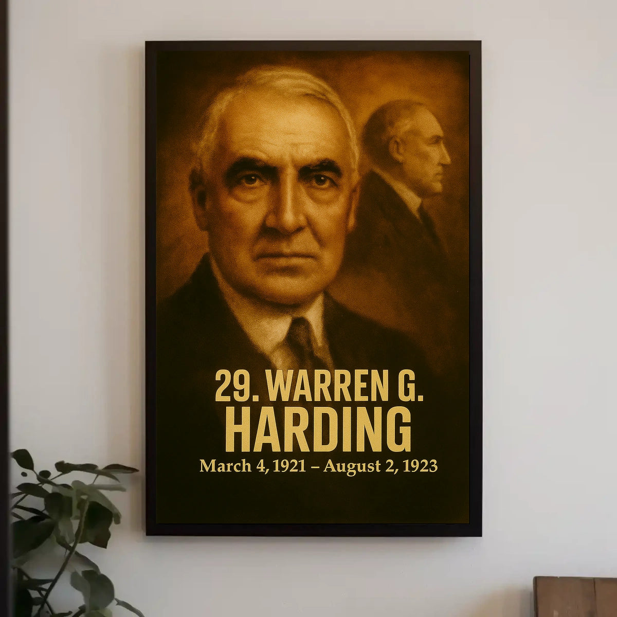 Warren G Harding Presidential Poster Vintage Analog Film Aesthetic Portrait Wall Art Historical Print