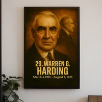 Warren G Harding Presidential Poster Vintage Analog Film Aesthetic Portrait Wall Art Historical Print
