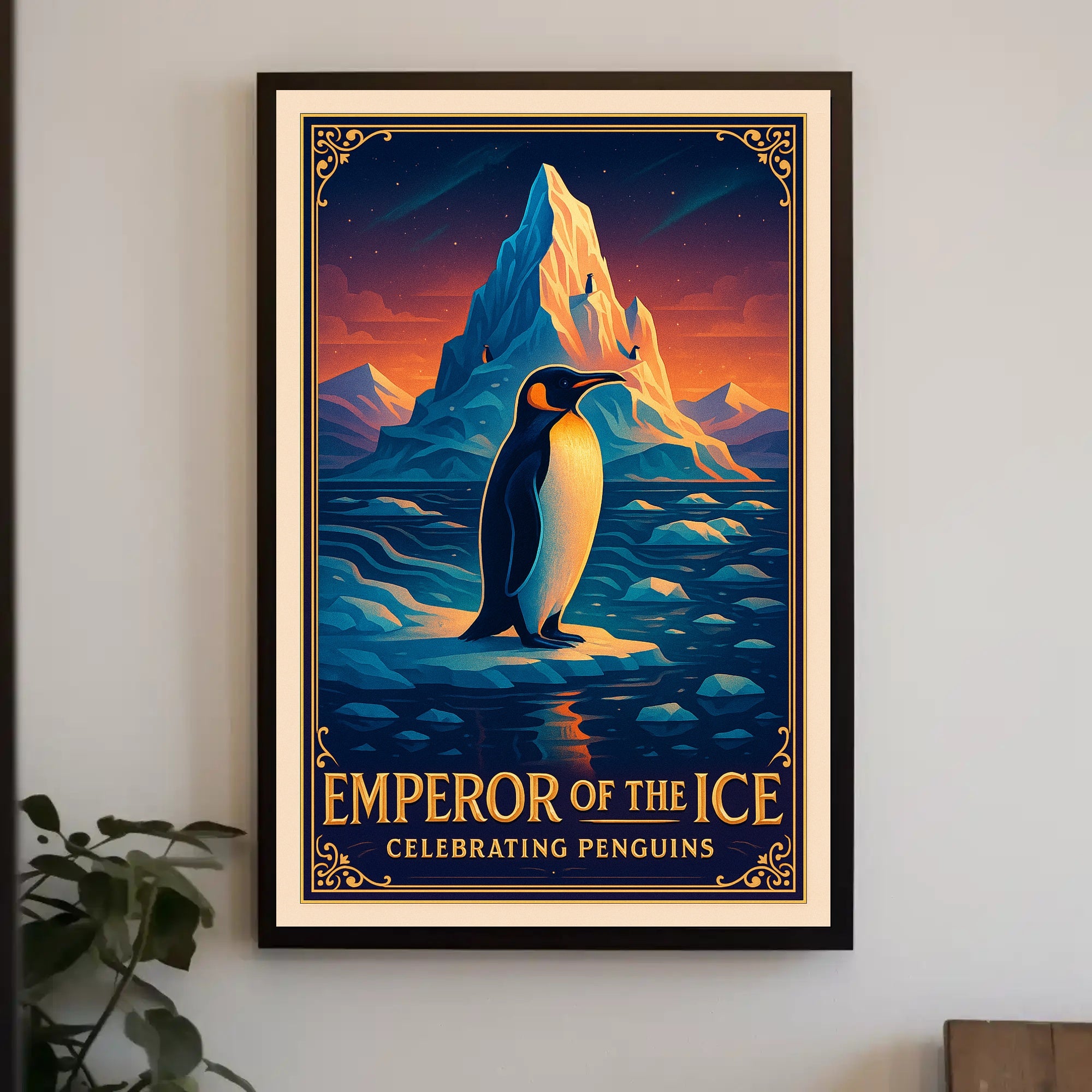 Emperor Penguin Majesty in Icy Landscape Animal Poster