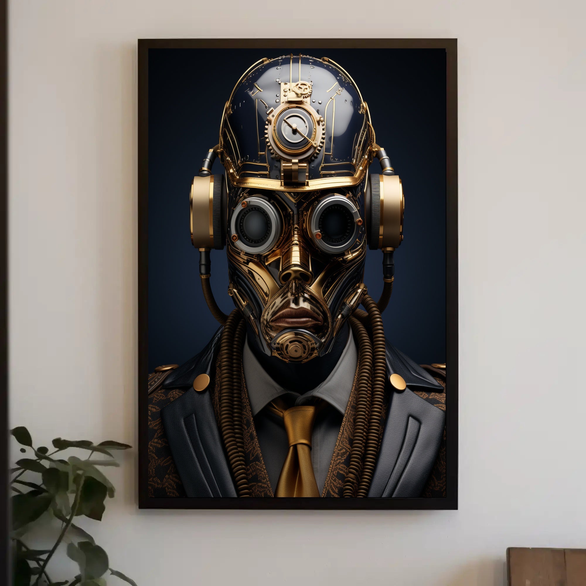 Steampunk Cyborg Portrait Poster PosterGoat