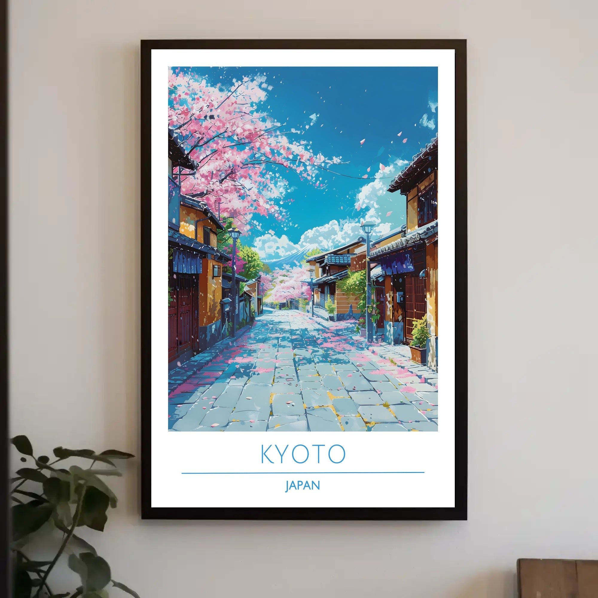 Kyoto Cherry Blossom Street Scene Travel Poster