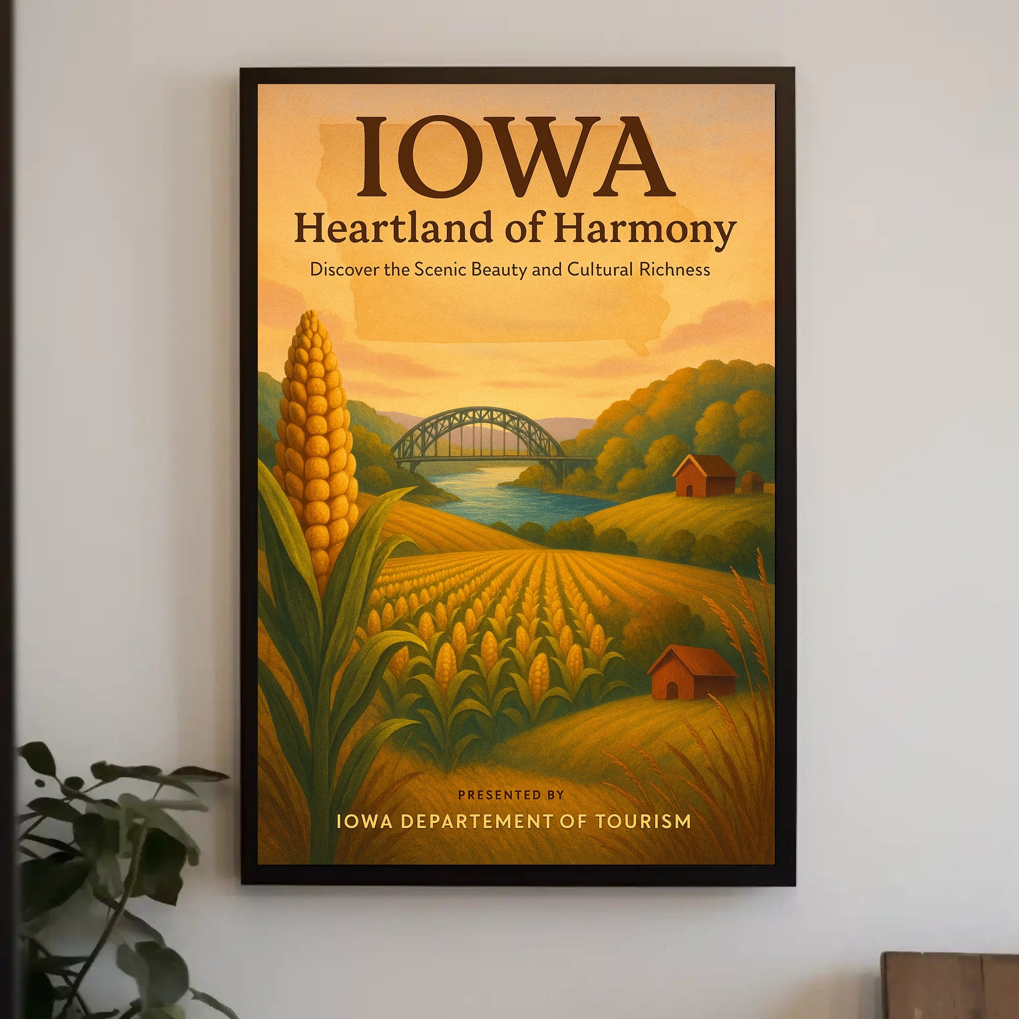 Iowa Scenic Travel Invitation - Vintage Countryside Travel Poster