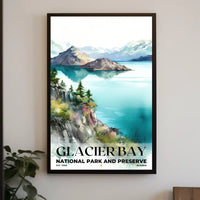 Glacier Bay Watercolor Wall Art Poster