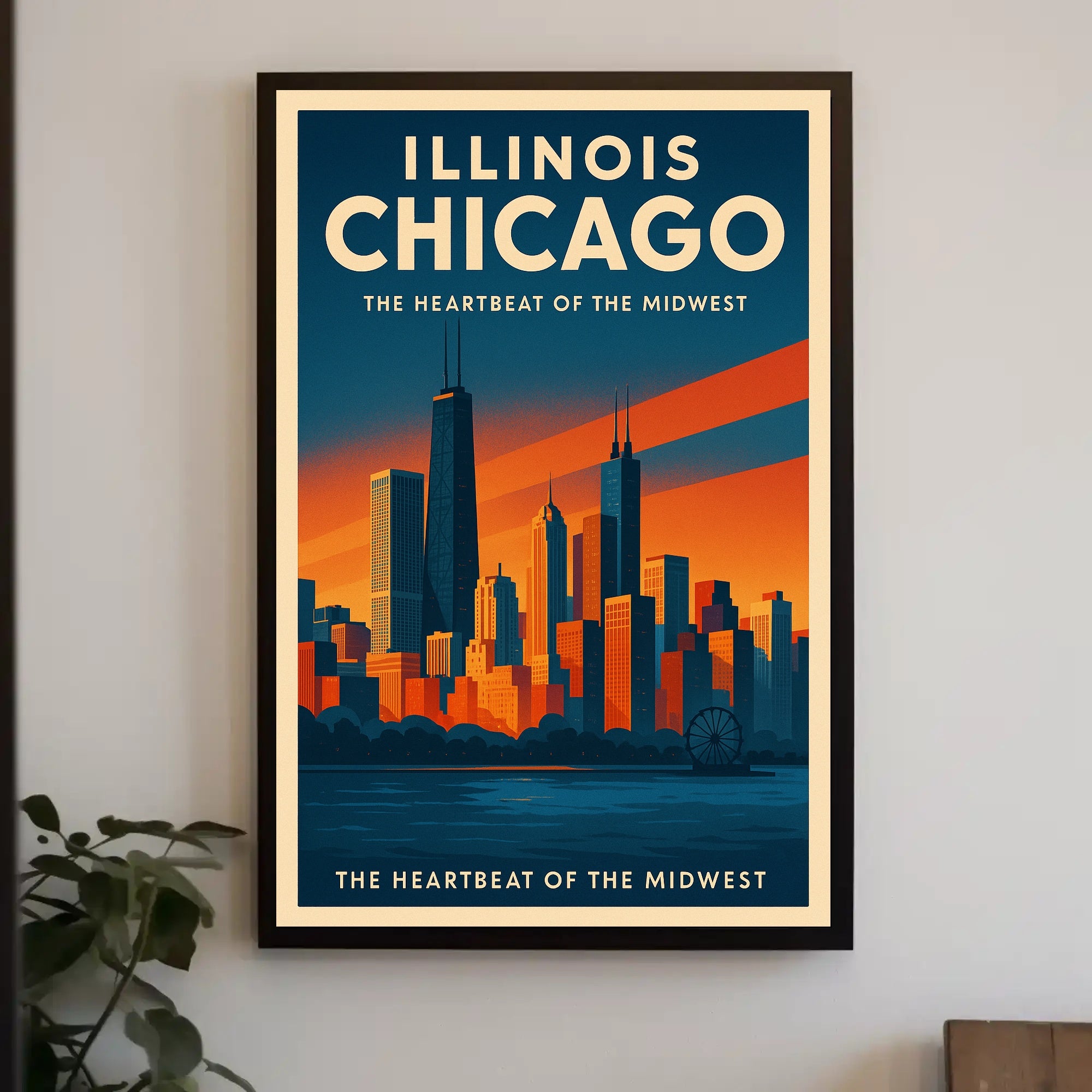 Chicago Skyline Vibrancy: Retro Urban Cityscape Poster PosterGoat