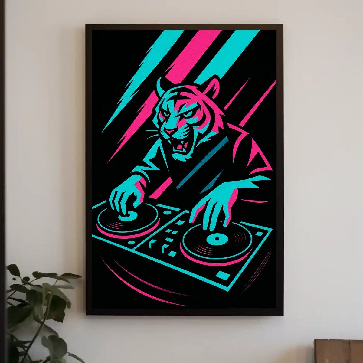 Neon Dj Tiger Poster
