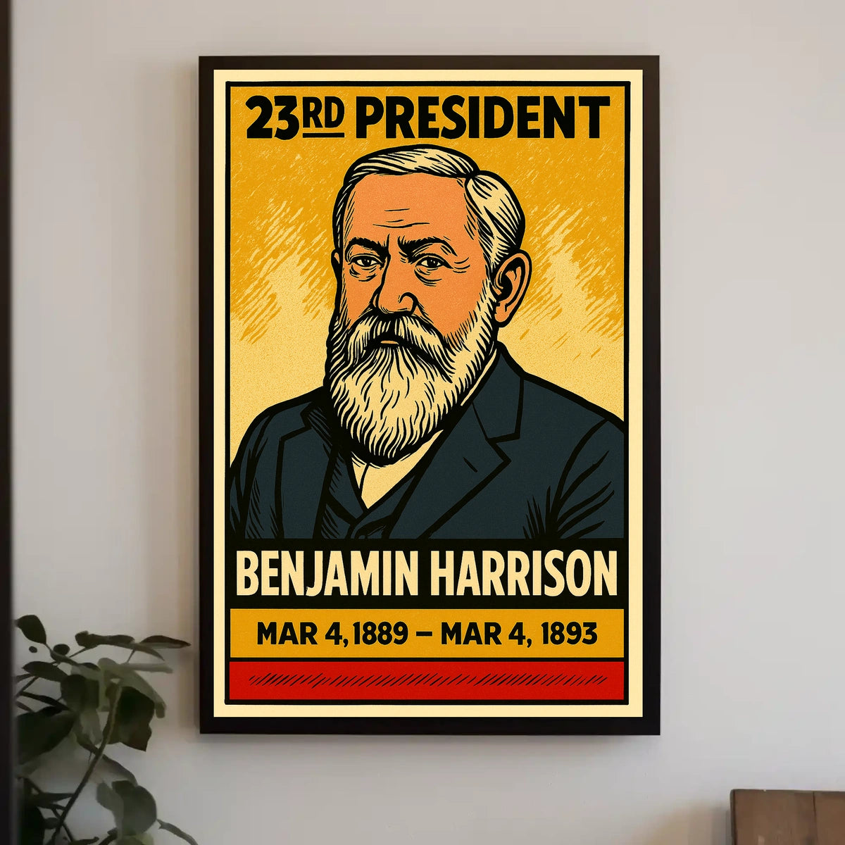 Benjamin Harrison 23rd President of the United States Inked Comic Style Poster