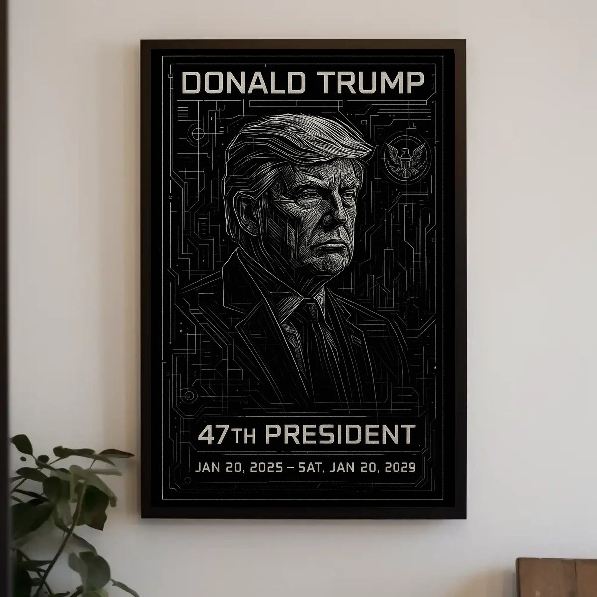 Donald Trump Visionary Leader in Futuristic Elegance Poster