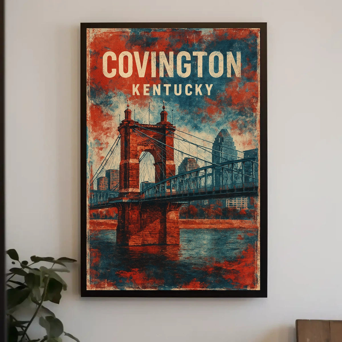 Covington Bridge Scenic Vintage Traveler Poster