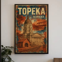 Topeka Kansas Vintage Architecture Landmarks Poster