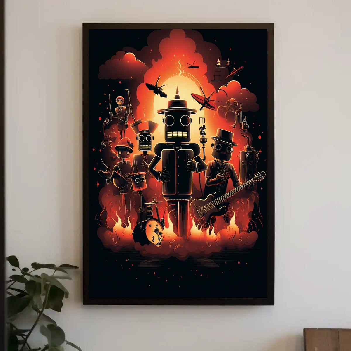 Jazz Robots Neon Futurism Collectible Poster