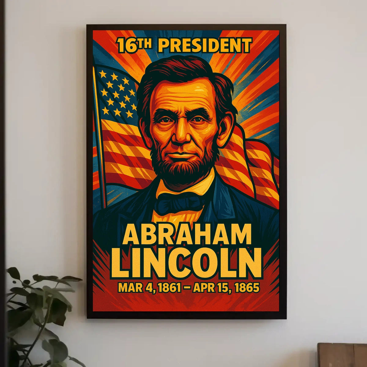 Abraham Lincoln 16th President of the United States Colorful Comic Book Style Poster