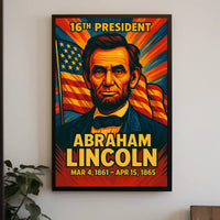 Abraham Lincoln 16th President of the United States Colorful Comic Book Style Poster