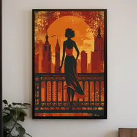 Urban Elegance: Vintage Cityscape Silhouette Poster
