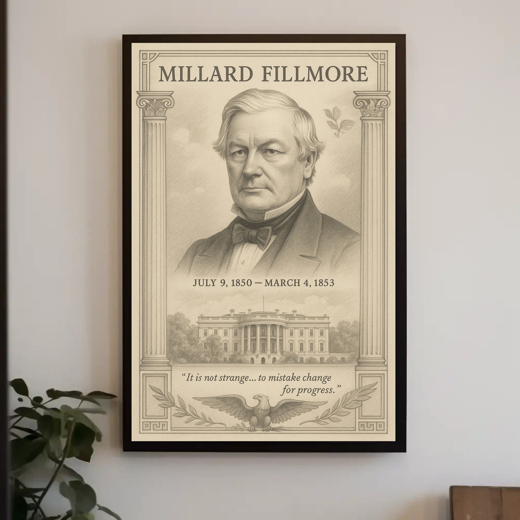 Millard Fillmore 13th President Sketch Art Print Poster PosterGoat