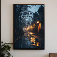 Eerie Abandoned Amusement Park Nostalgia - Abstract Artistic Poster