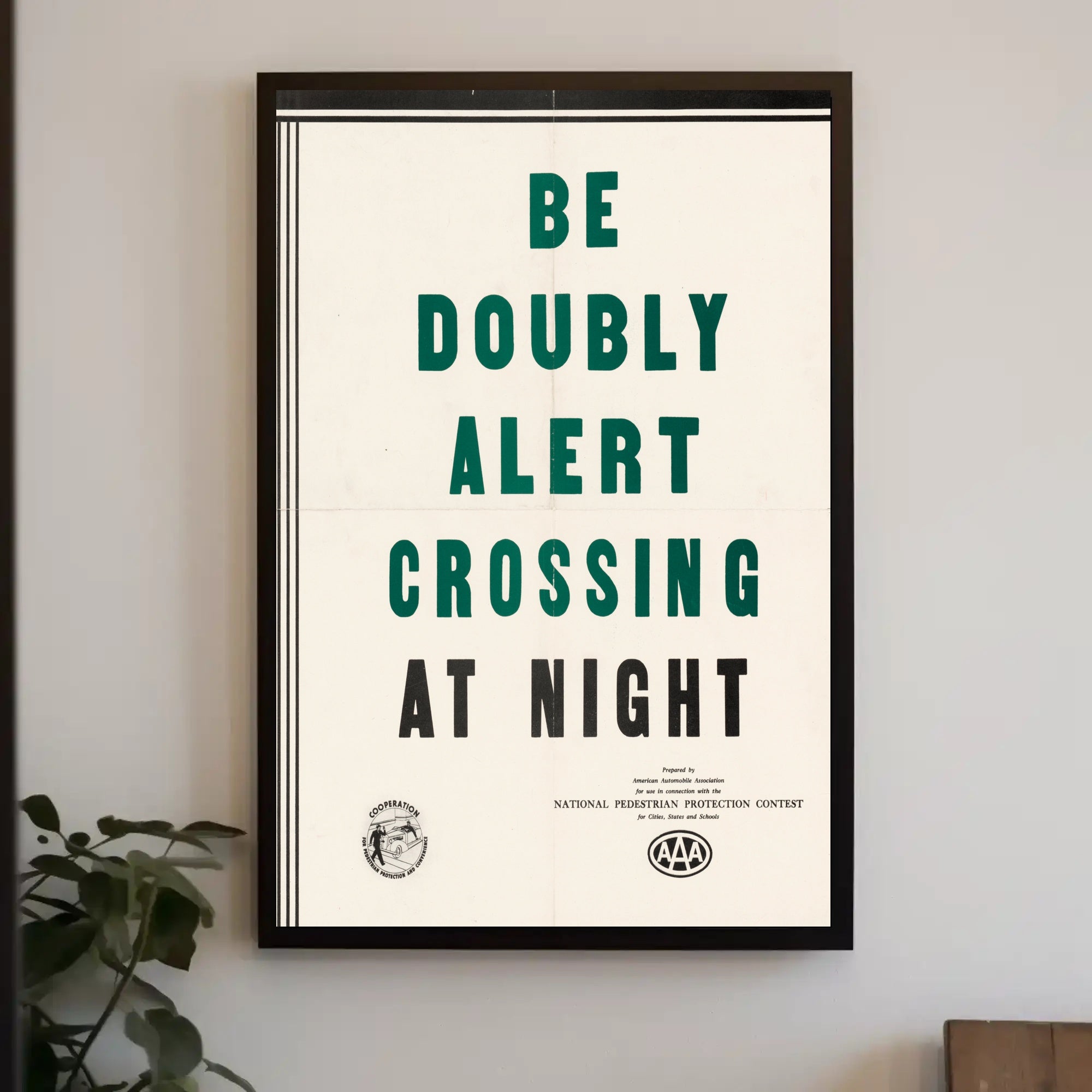 Pedestrian Safety Awareness: Mid-20th Century USA Propaganda Poster PosterGoat