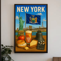 New York City Iconic Landmarks Poster Modern Wall Art