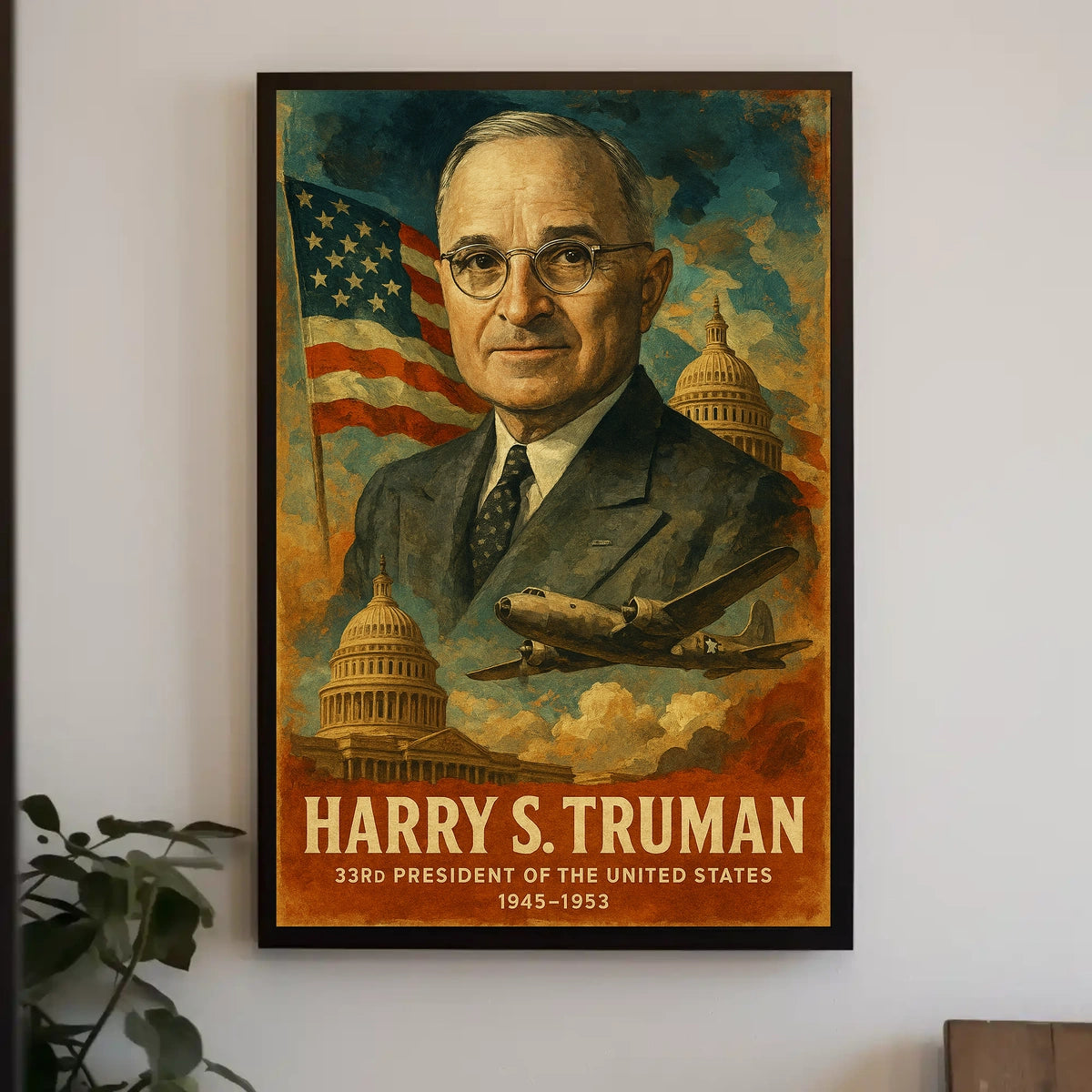 Harry S. Truman 33rd President of the United States Layered Digital Collage Poster
