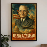 Harry S. Truman 33rd President of the United States Layered Digital Collage Poster