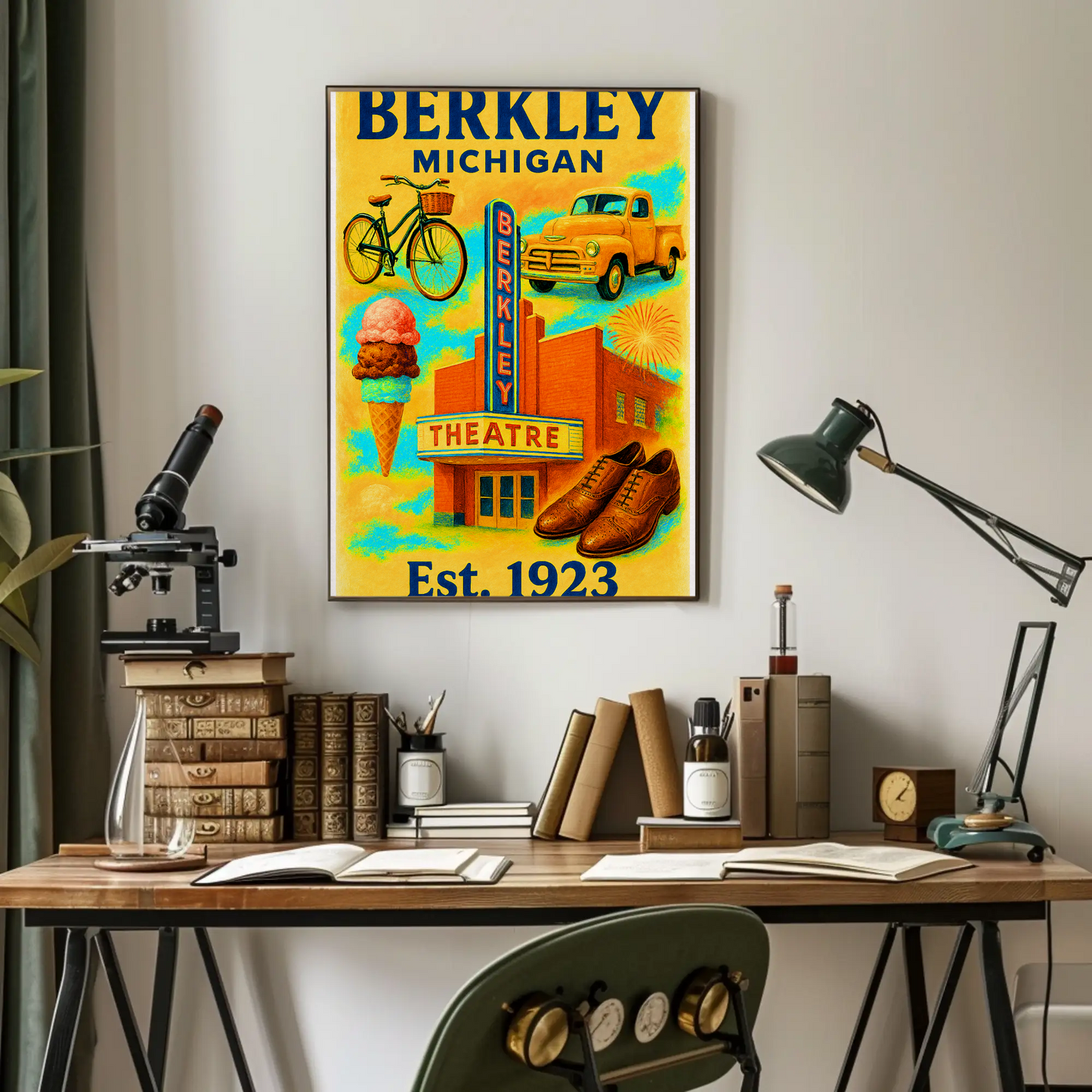 Berkley Michigan Wall Art Vintage Travel Poster
