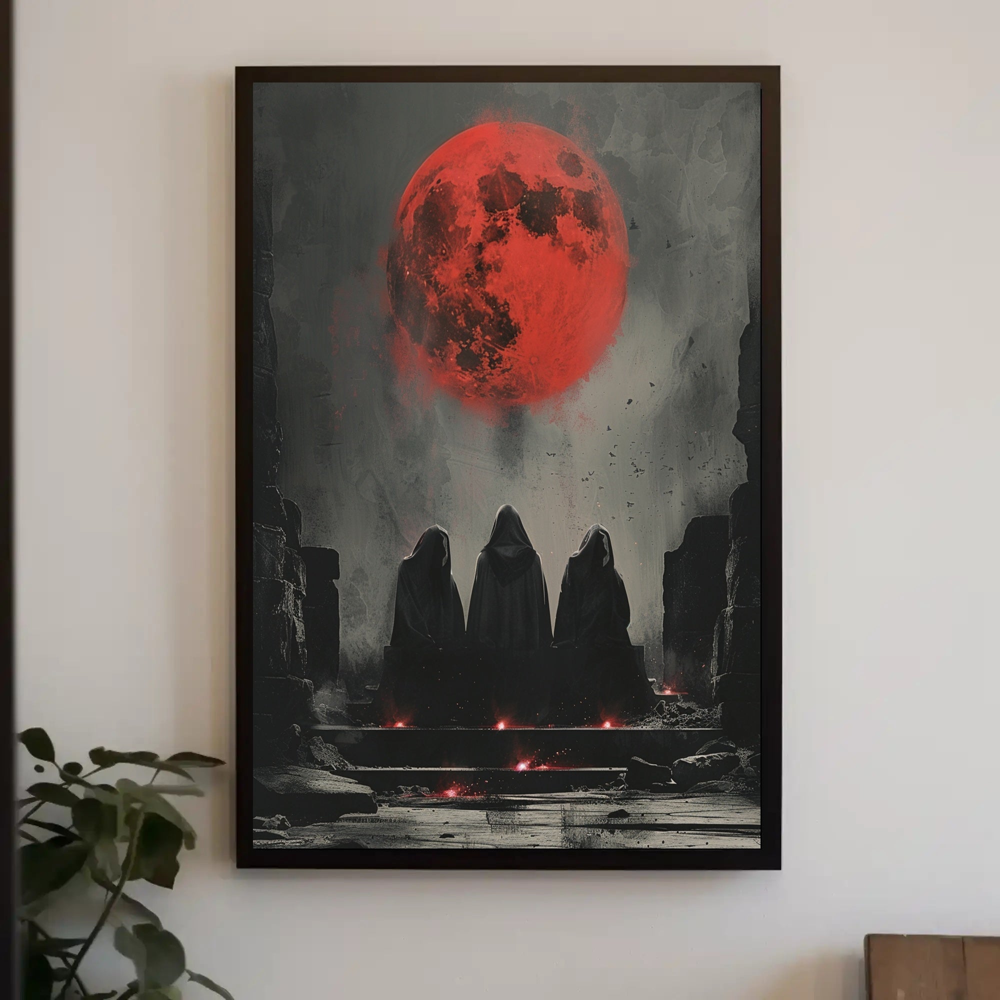 Dark Fantasy Ritual under Red Moon Fantasy or Mythology Poster PosterGoat