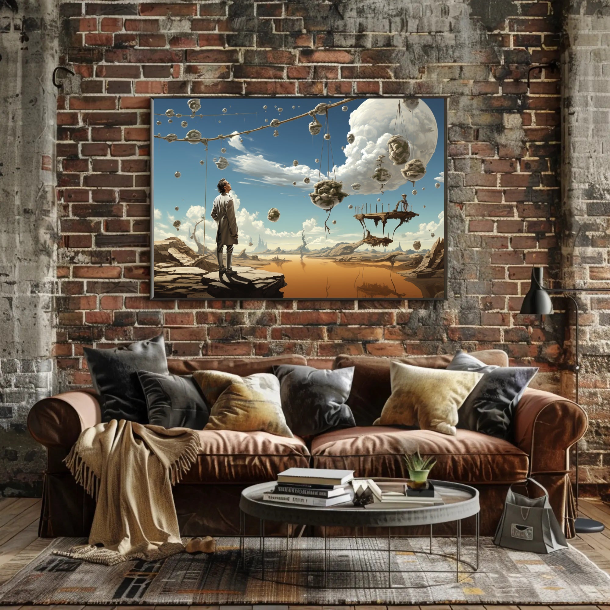 Surreal Fantasy Landscape with Floating Rock Formations Poster