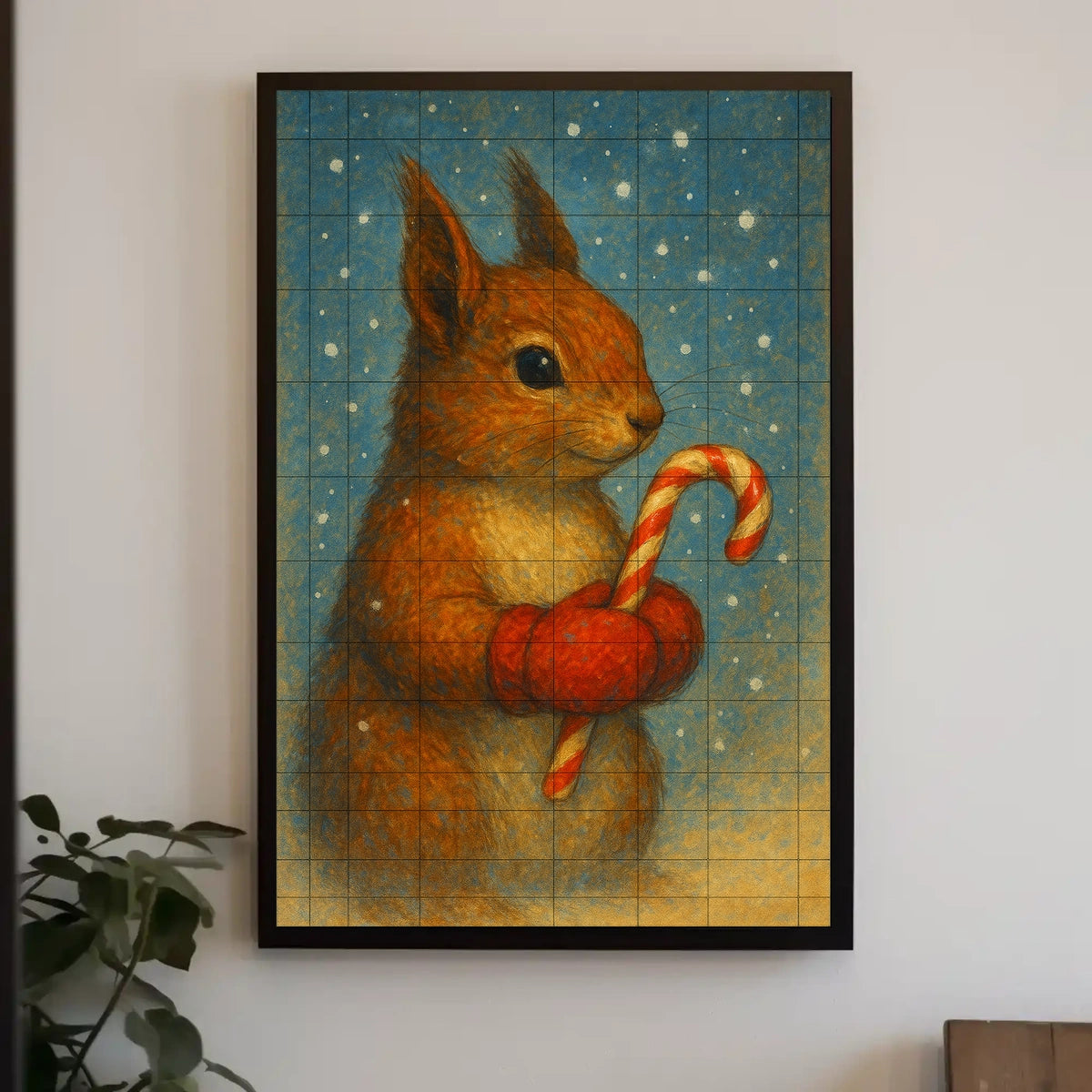 Winter Squirrel With Candy Cane Poster