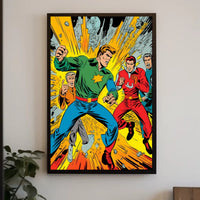 Dynamic Heroes in Action Poster