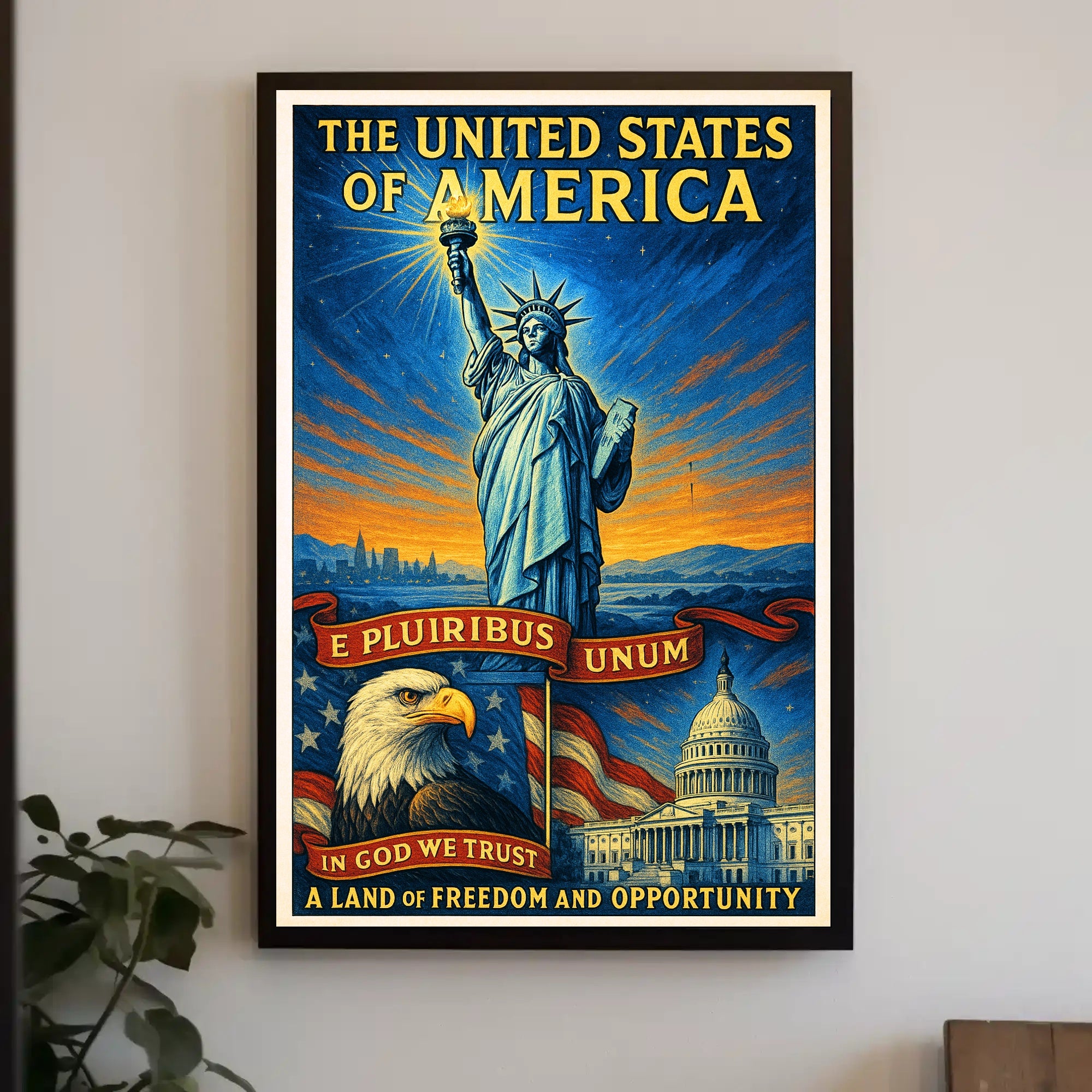 The United States of America Land of Freedom and Opportunity Poster PosterGoat