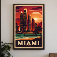 Miami Sunset Skyline Poster